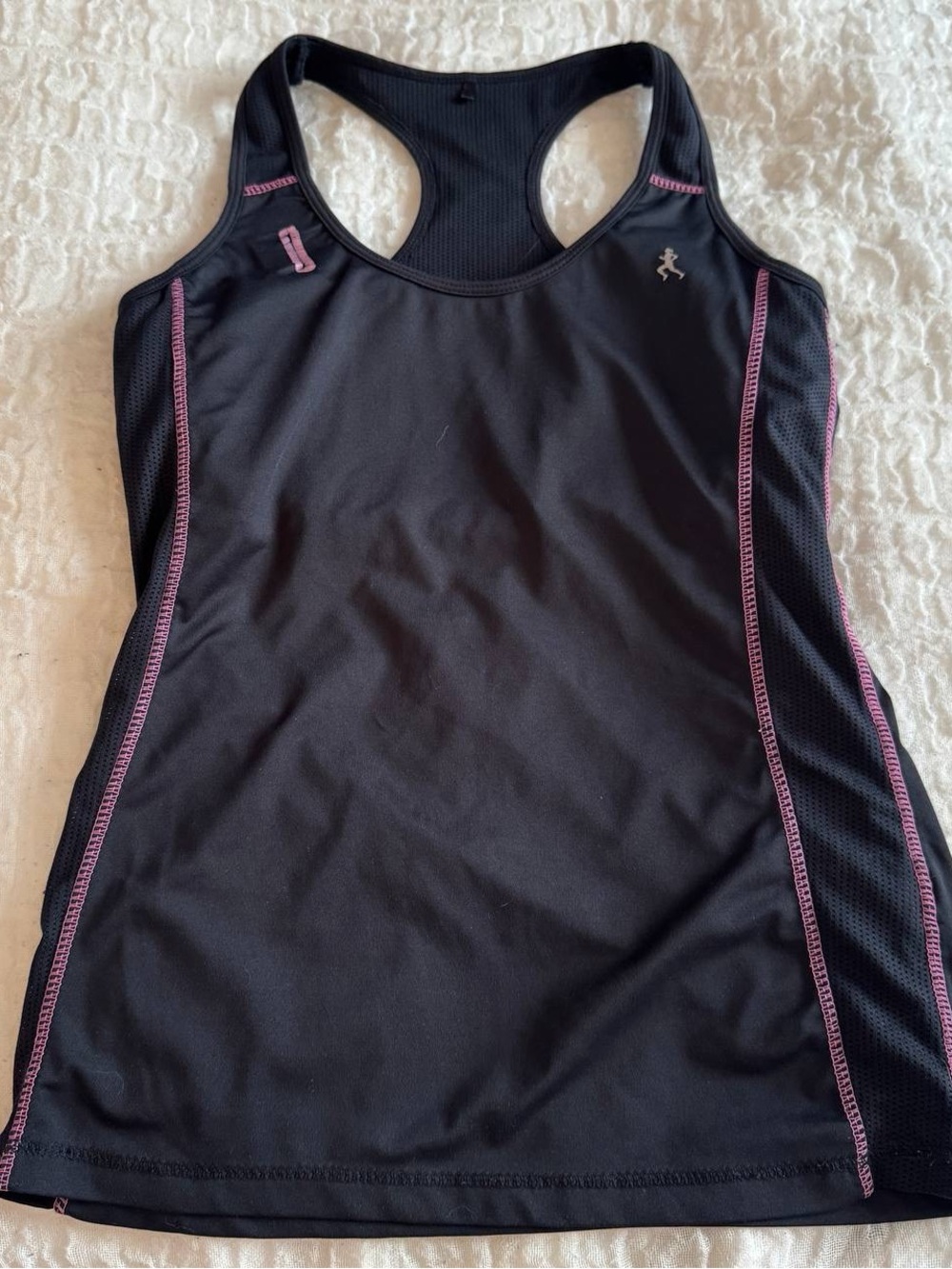 Black Racerback Tank Top with Pink Stitching - Athletic Women's Top